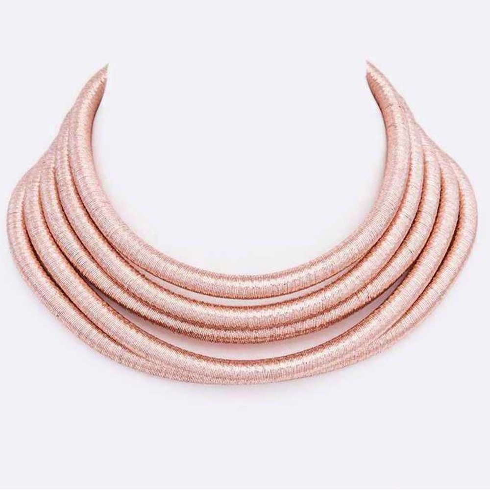 Magnetic Layered Cord Collar Statement Necklace